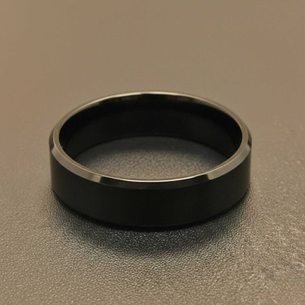 AZURE CORE - BLACK - Pure Stainless Steel Men’s Black - Plated Ring (Size : 17-22-23-27-29)
