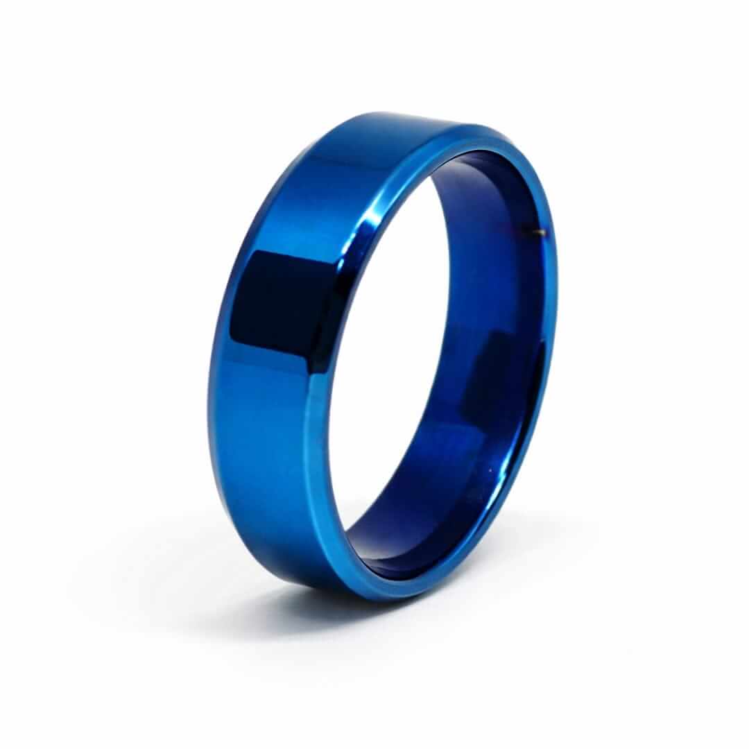 AZURE CORE - BLUE - Pure Stainless Steel Men’s Blue - Plated Ring (Size : 28) — Rings for Men | THE MEN THING
