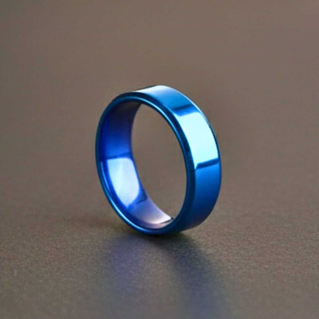 AZURE CORE - BLUE - Pure Stainless Steel Men’s Blue - Plated Ring (Size : 28) — Rings for Men | THE MEN THING