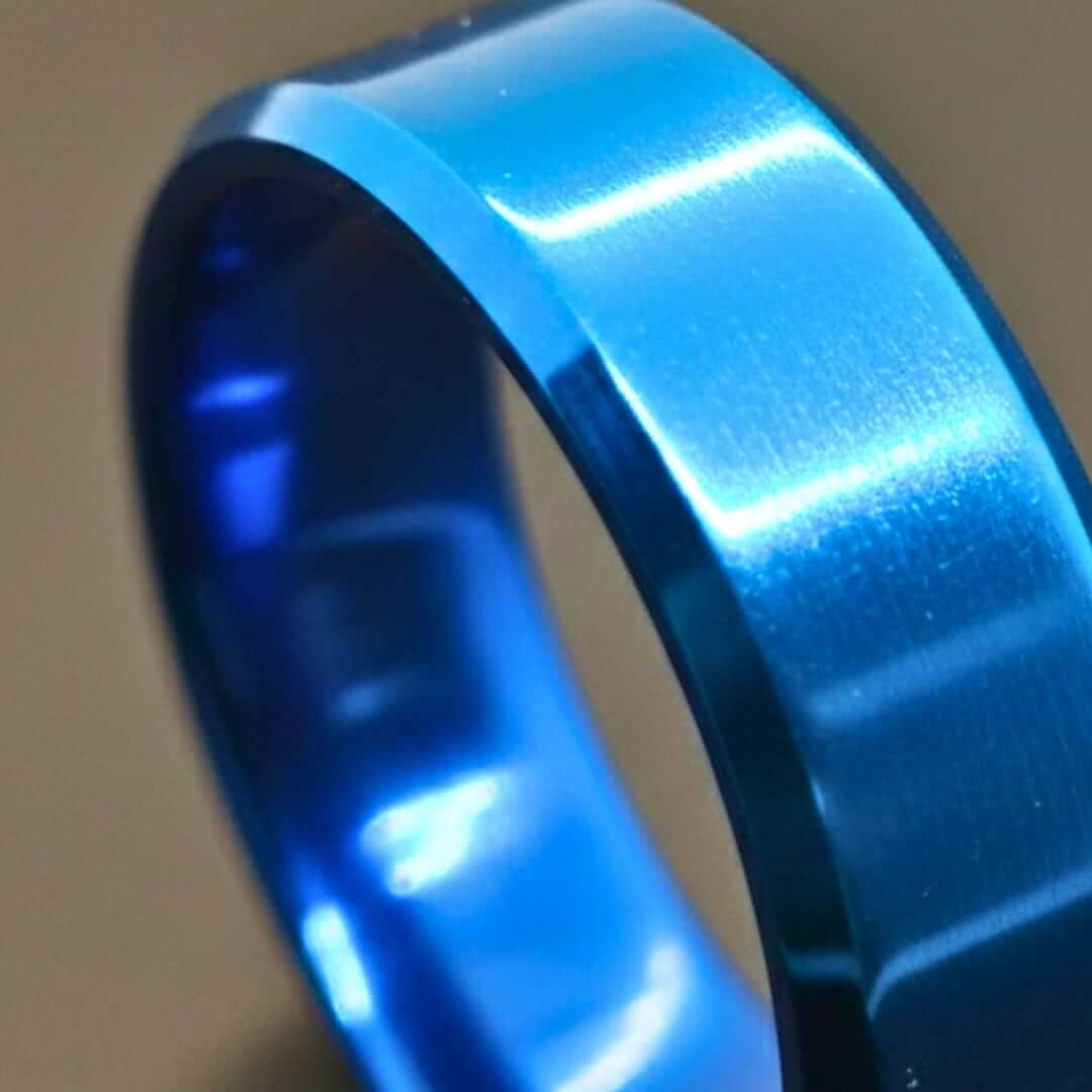 AZURE CORE - BLUE - Pure Stainless Steel Men’s Blue - Plated Ring (Size : 28) — Rings for Men | THE MEN THING