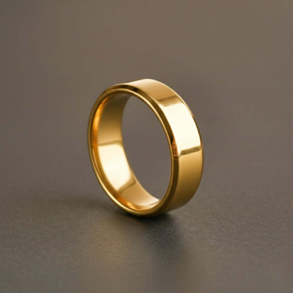 AZURE CORE - GOLDEN - Pure Stainless Steel Men’s Golden - Plated Ring (Size : 17-22-26) — Rings for Men | THE MEN THING