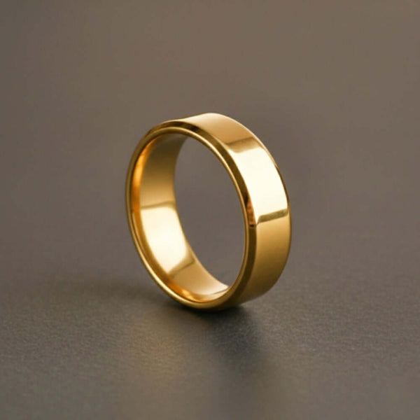 AZURE CORE - GOLDEN - Pure Stainless Steel Men’s Golden - Plated Ring (Size : 17-22-26)