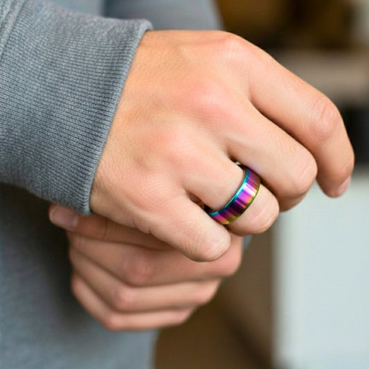 AZURE CORE - MULTICOLOR - Pure Stainless Steel Men’s Multicolor - Plated Ring (Size : 18-22-29) - THE MEN THING