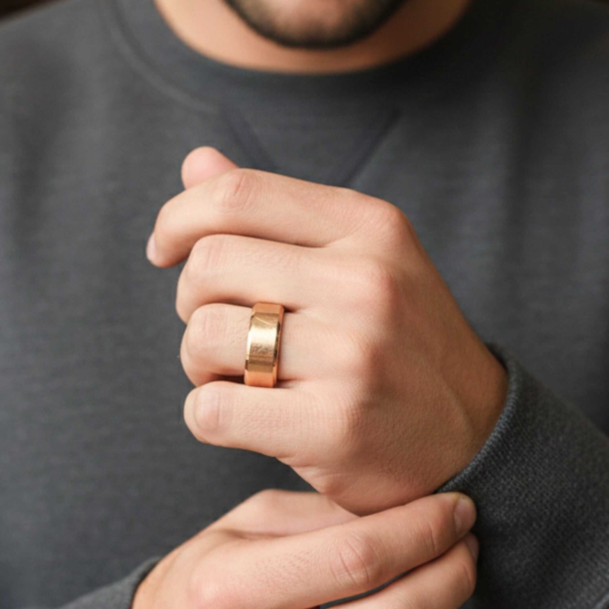 AZURE CORE - ROSE GOLD - Pure Stainless Steel Men’s Ring for Men & Boys (Size : 17-23-28) — Rings for Men | THE MEN THING