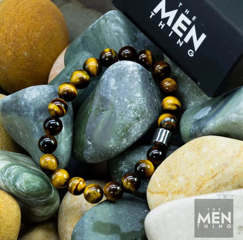 AZURITE ATMOSPHERE - Beads Bracelet with Natural Stone - 7 inch Stretch Bracelet - THE MEN THING