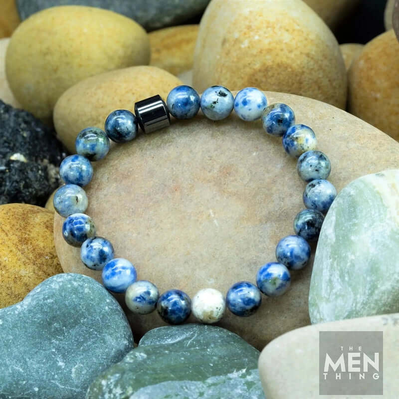 AZURITE BLUE LAGOON -  Beads Bracelet with Natural Stone - 7 inch Stretch Bracelet - THE MEN THING