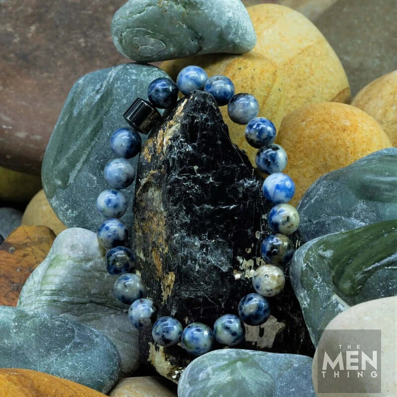 AZURITE BLUE LAGOON -  Beads Bracelet with Natural Stone - 7 inch Stretch Bracelet - THE MEN THING