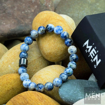 AZURITE BLUE LAGOON -  Beads Bracelet with Natural Stone - 7 inch Stretch Bracelet - THE MEN THING