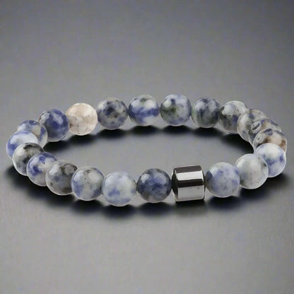 AZURITE BLUE LAGOON -  Beads Bracelet with Natural Stone - 7 inch Stretch Bracelet - THE MEN THING