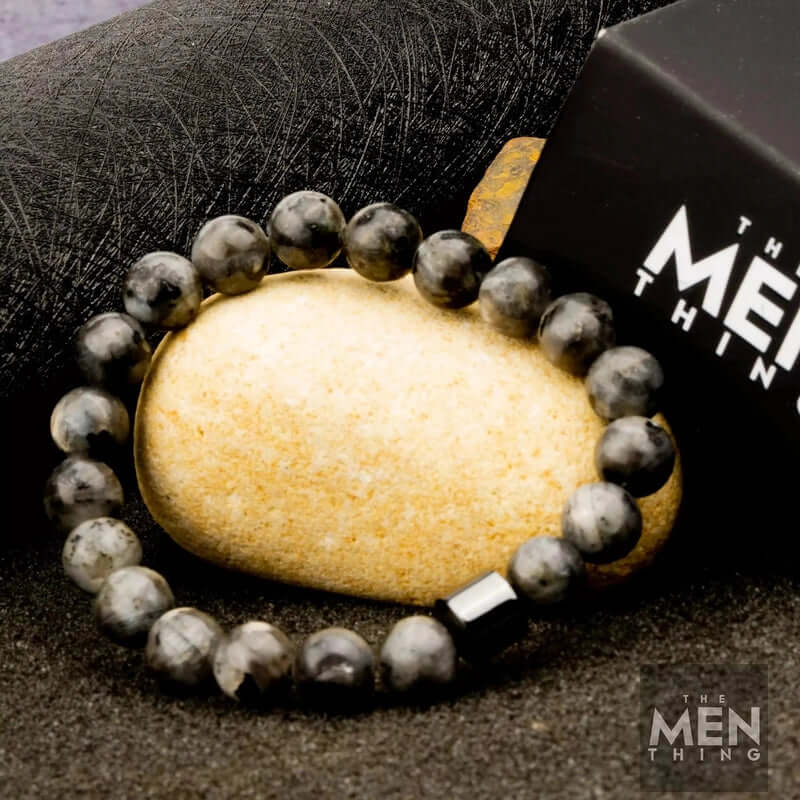 AZURITE DARK NIGHT -  Beads Bracelet with Natural Stone - 7 inch Stretch Bracelet - THE MEN THING