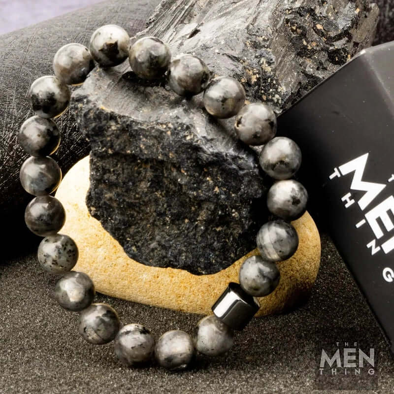 AZURITE DARK NIGHT -  Beads Bracelet with Natural Stone - 7 inch Stretch Bracelet - THE MEN THING