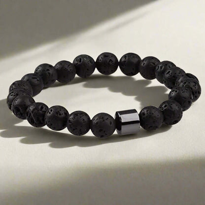 AZURITE DARKNIGHT - Lava Stone Beads Bracelet with Natural Stone - 7 inch Stretch Bracelet — Bead Bracelet for Men | THE MEN THING