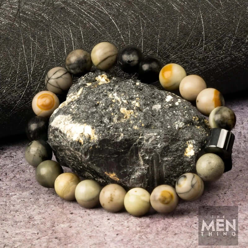 AZURITE GALAXY -  Beads Bracelet with Natural Stone - 7 inch Stretch Bracelet - THE MEN THING