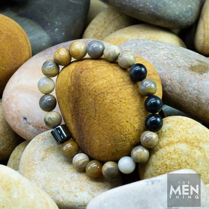 AZURITE MARBLE - Beads Bracelet with Natural Stone - 7 inch Stretch Bracelet - THE MEN THING