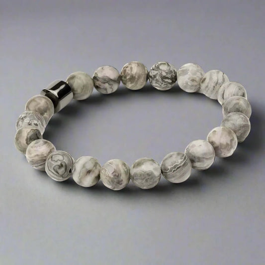 AZURITE MOON SURFACE - Beads Bracelet with Natural Stone - 7 inch Stretch Bracelet - THE MEN THING