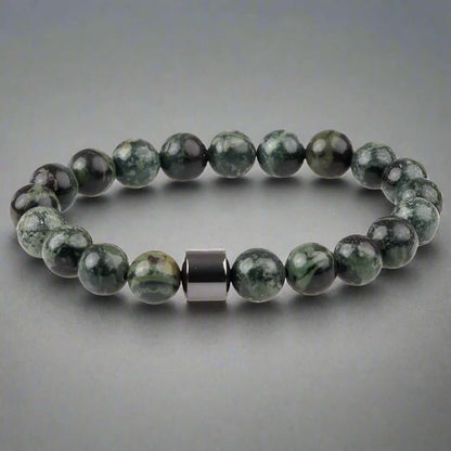 AZURITE MOSS -  Beads Bracelet with Natural Stone - 7 inch Stretch Bracelet - THE MEN THING