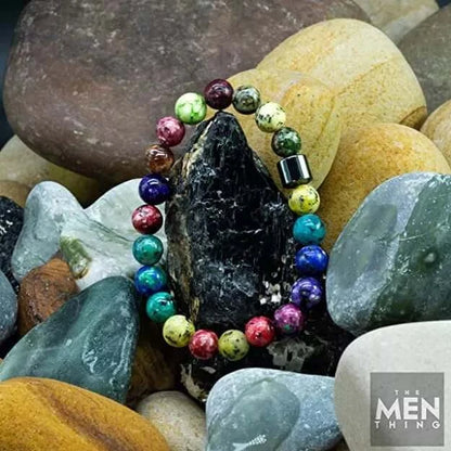 AZURITE NORTHERN LIGHT - Beads Bracelet with Natural Stone - 7 inch Stretch Bracelet - THE MEN THING
