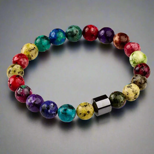 AZURITE NORTHERN LIGHT - Beads Bracelet with Natural Stone - 7 inch Stretch Bracelet - THE MEN THING