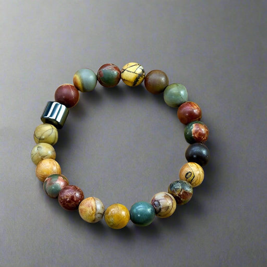 AZURITE RAINBOW - Beads Bracelet with Natural Stone - 7 inch Stretch Bracelet - THE MEN THING