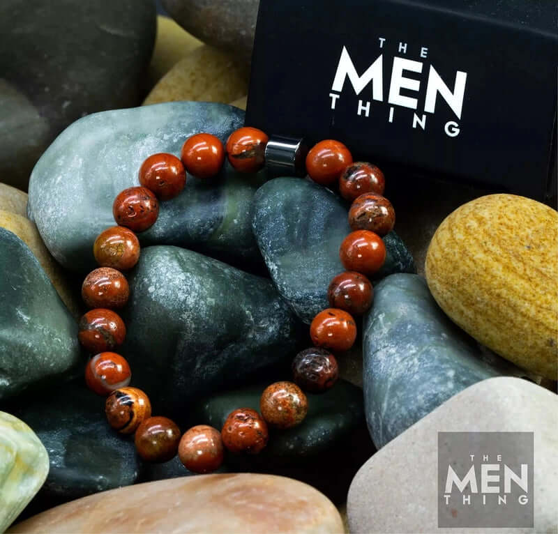 AZURITE VOLCANIC -  Beads Bracelet with Natural Stone - 7 inch Stretch Bracelet - THE MEN THING