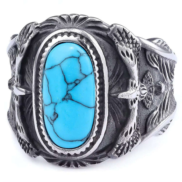Azurite Titanium Steel Ring for Men and Boys (Size-21)