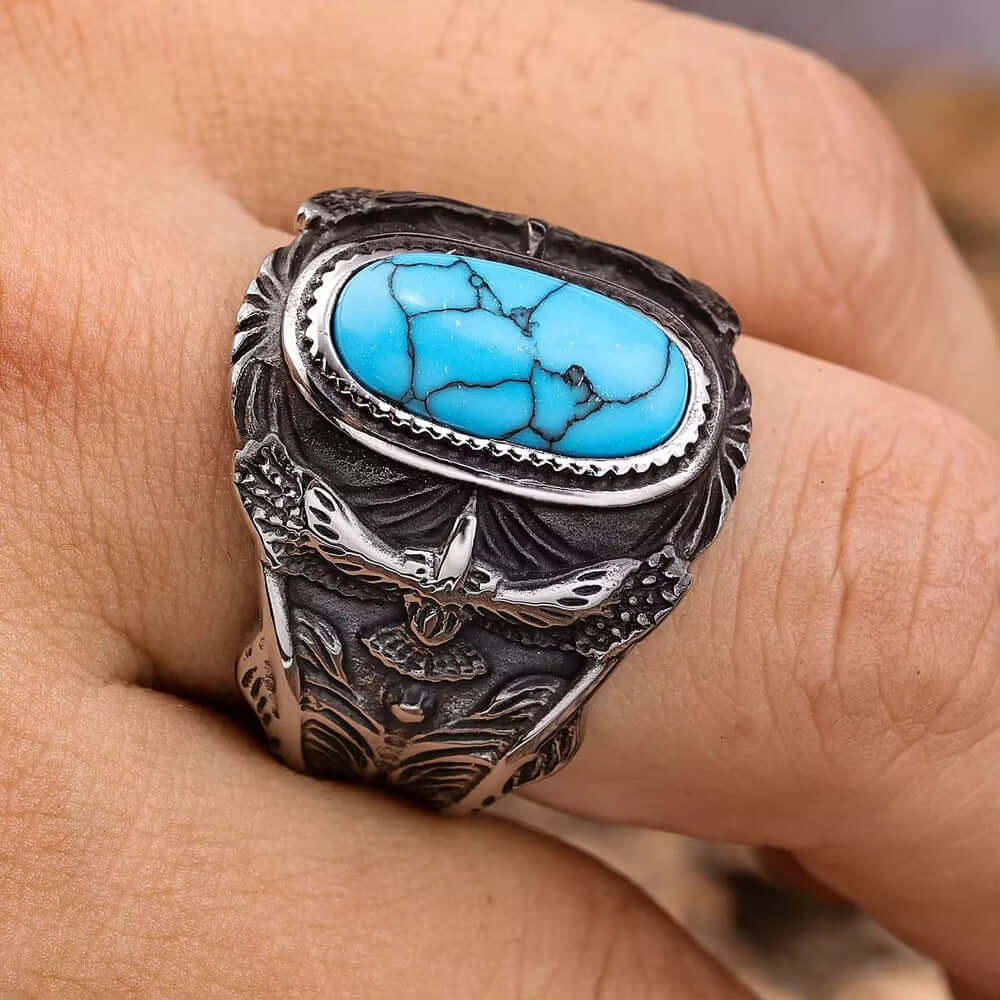 Azurite Titanium Steel Ring for Men and Boys (Size-21) - THE MEN THING