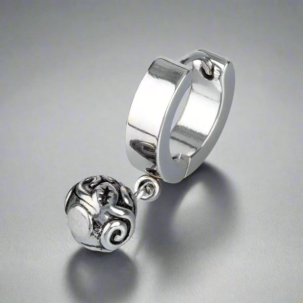 BALI BALL - Titanium Steel Hoop Earrings for Men & Boys (2 Pcs)