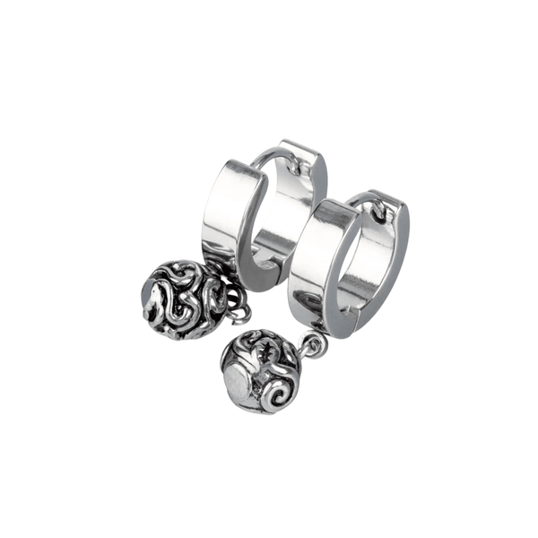 BALI BALL - Titanium Steel Hoop Earrings for Men & Boys (2 Pcs)