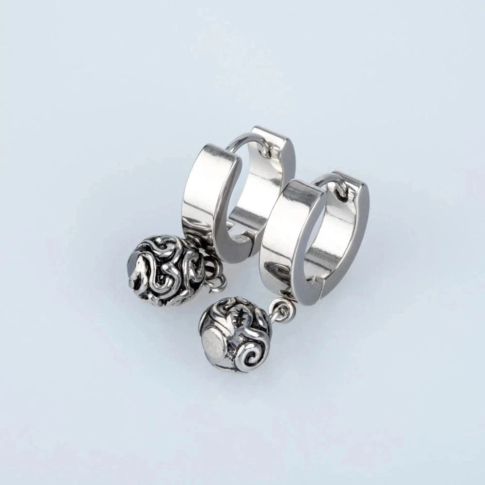 BALI BALL - Titanium Steel Hoop Earrings for Men & Boys (2 Pcs) - THE MEN THING