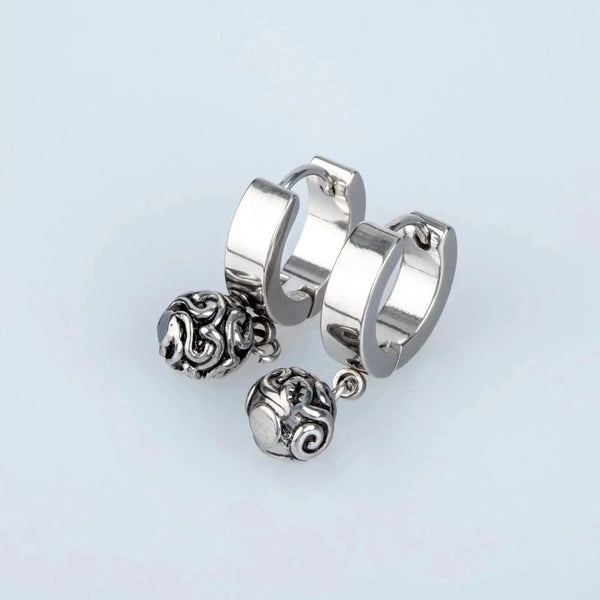 BALI BALL - Titanium Steel Hoop Earrings for Men & Boys (2 Pcs)