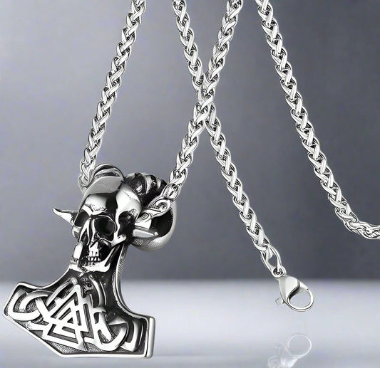 BAPHOMET - Pure 316L Stainless Steel Vintage Viking Pendant with with 29 inch Chain for Men & Boys - THE MEN THING