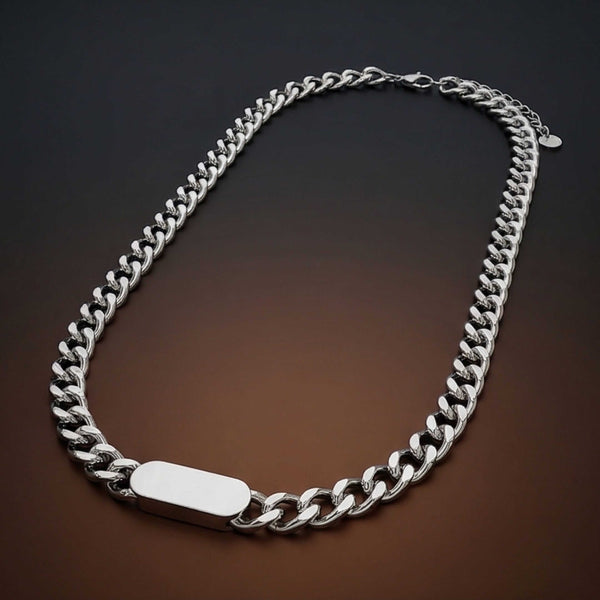 BAR LINK - 8mm Pure Stainless Steel 18 to 20inch Adjustable Cube Chain for Men & Boys
