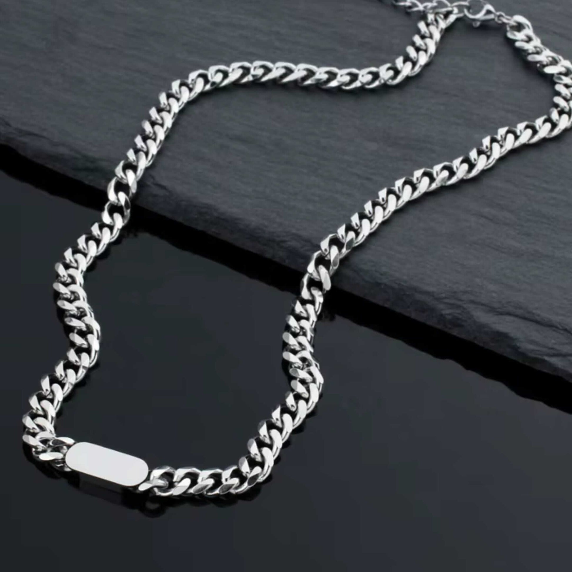 BAR LINK - 8mm Pure Stainless Steel 18 to 20inch Adjustable Cube Chain for Men & Boys — SS Pendant/ Necklace for Men | THE MEN THING