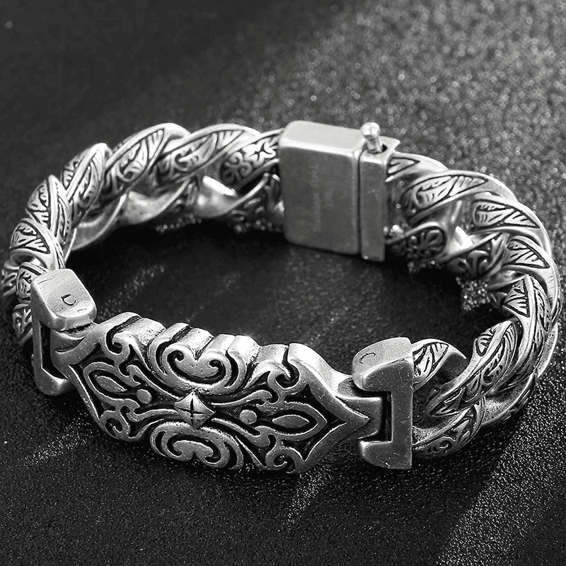BARBARIAN - 18mm Pure Titanium Steel Bracelet, Bracelet with hook buckle for Men & Boy (9 inch) - THE MEN THING