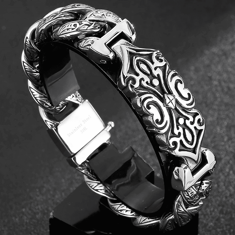 BARBARIAN - 18mm Pure Titanium Steel Bracelet, Bracelet with hook buckle for Men & Boy (9 inch) - THE MEN THING