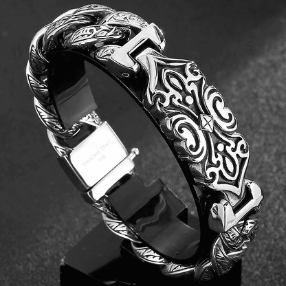 BARBARIAN - 18mm Pure Titanium Steel Bracelet, Bracelet with hook buckle for Men & Boy (9 inch) - THE MEN THING