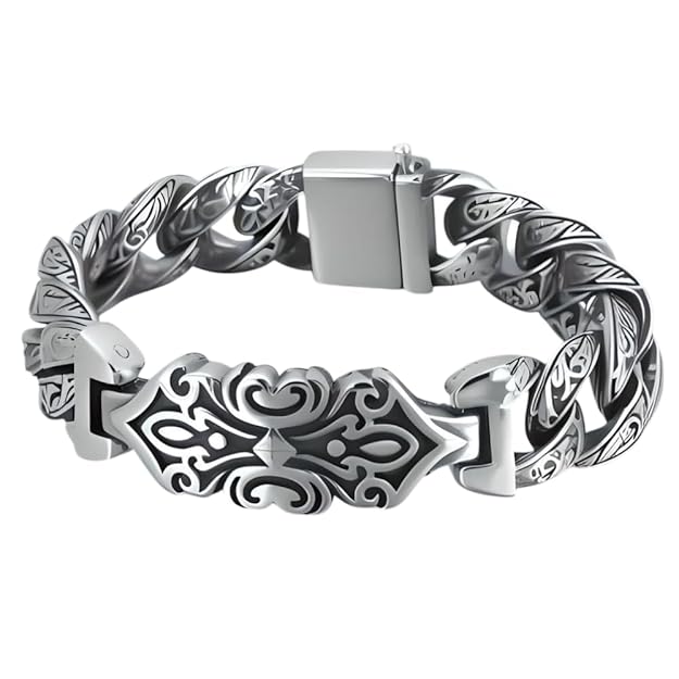 BARBARIAN - 18mm Pure Titanium Steel Bracelet, Bracelet with hook buckle for Men & Boy (9 inch) - THE MEN THING