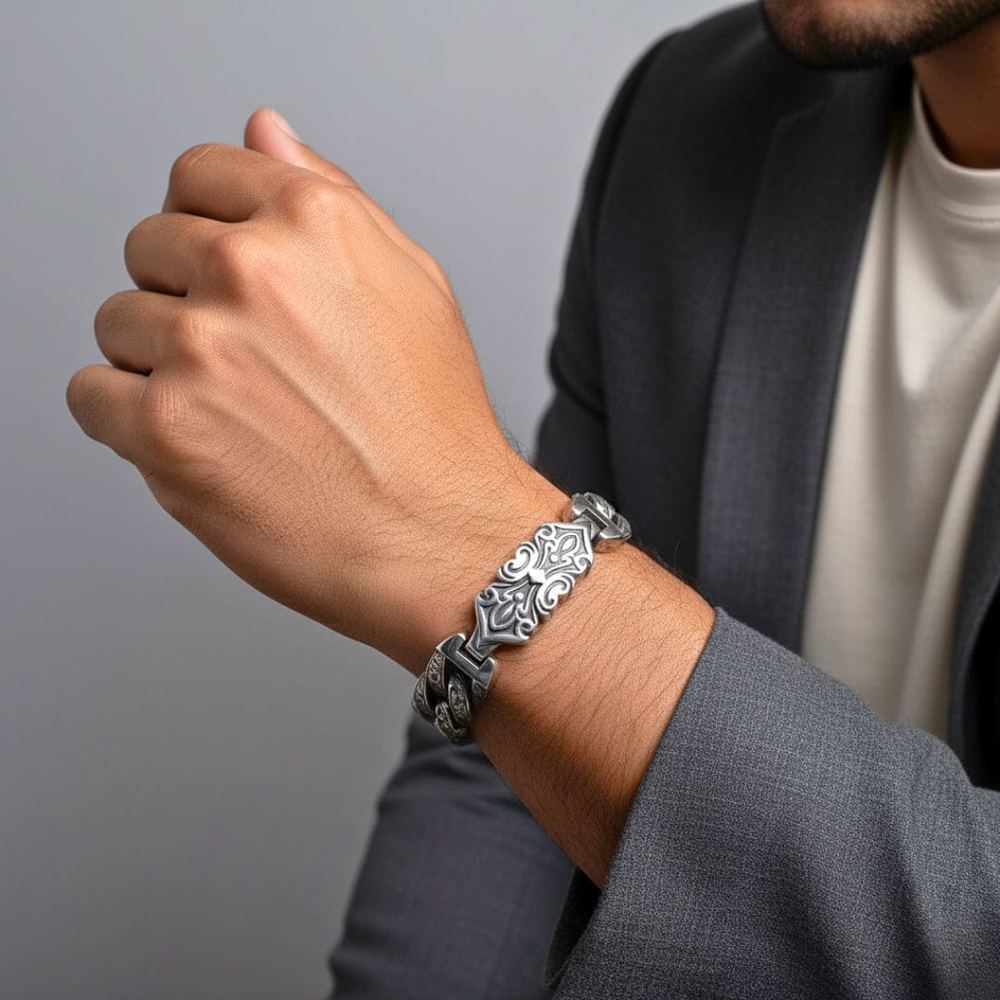 BARBARIAN - 18mm Pure Titanium Steel Bracelet, Bracelet with hook buckle for Men & Boy (9 inch) - THE MEN THING