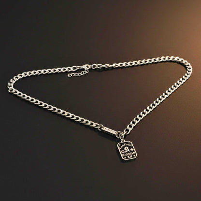 BARDIAN XII DOG TAG - 15mm Pure Titanium Steel Pendant with 22 to 24inch Adjustable Curb 7mm Chain for Men & Boys — SS Pendant/ Necklace for Men | THE MEN THING