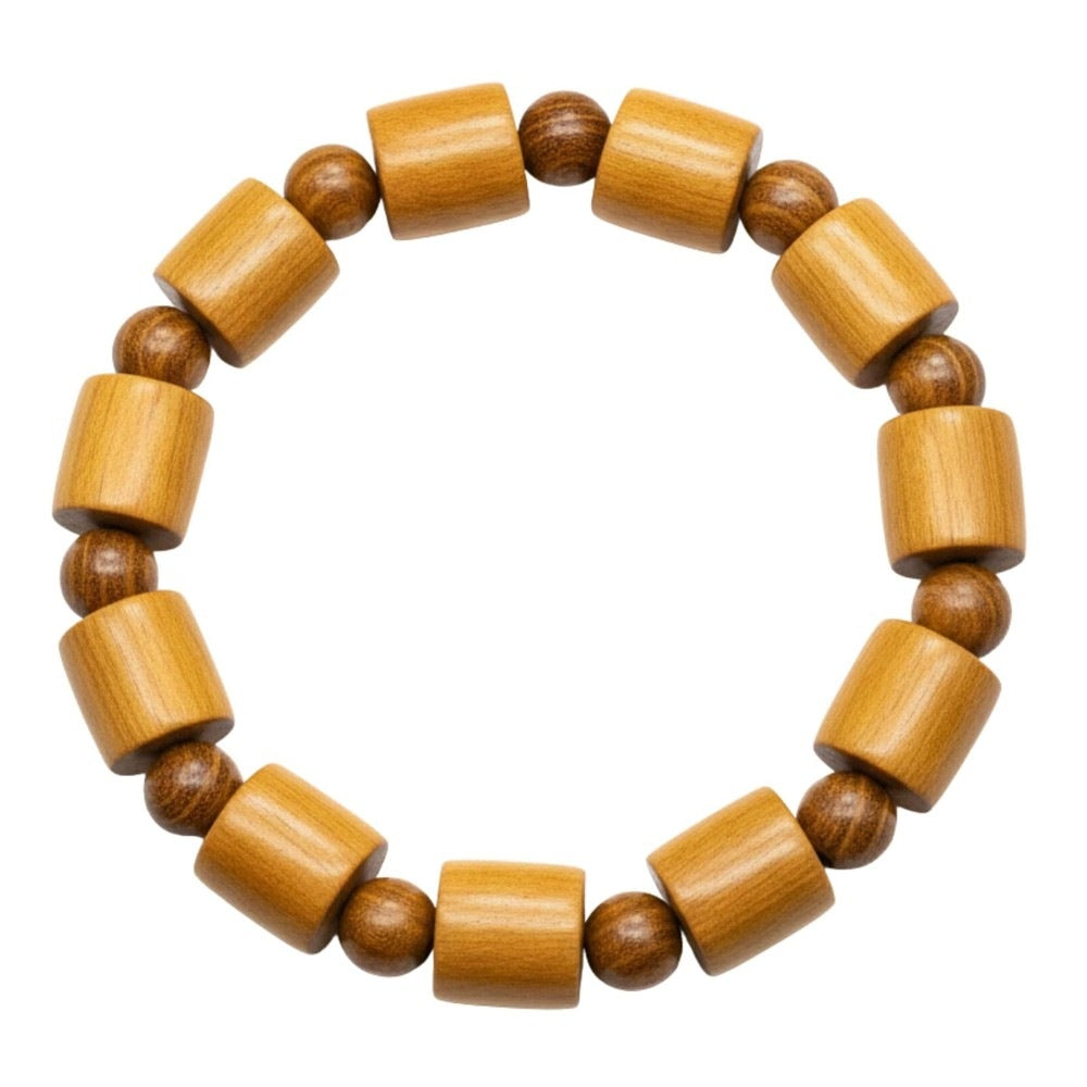 BAREOAK - 13mm Wooden Beads Bracelet with Natural Stone - Adjustable Bracelet - THE MEN THING