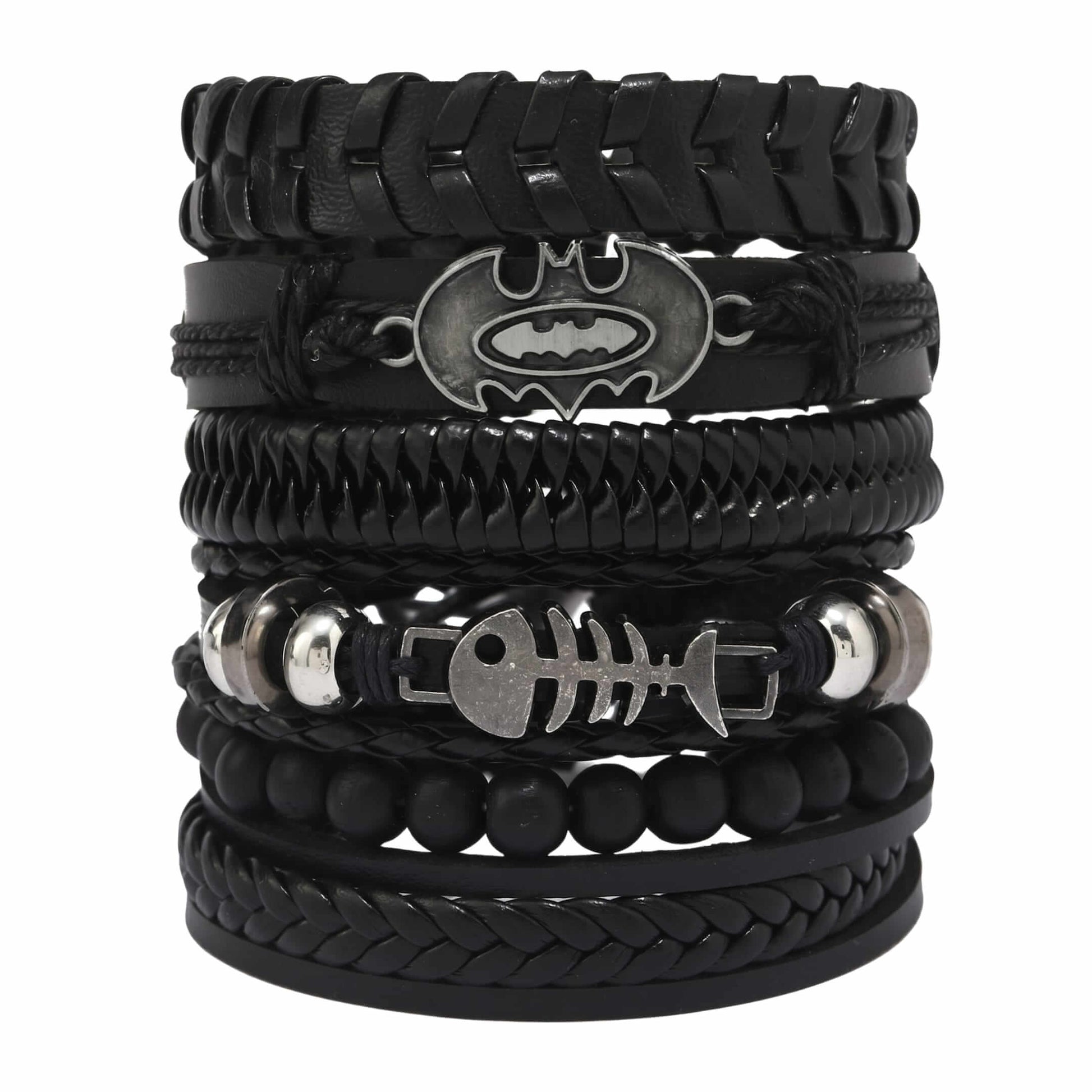 BAT SHADOW FANG - 6 Pcs Genuine Leather Adjustable Bracelet for Men & Boys — Leather Bracelet for Men | THE MEN THING