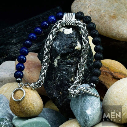 BEADFUSION BLUE - Natural Beads Bracelet for Men - Become Money Magnet - Natural Volcanic Stone Colorful 7 Chakra Energy Stretch Bracelet (7inch) — Beads Bracelet for Men | THE MEN THING