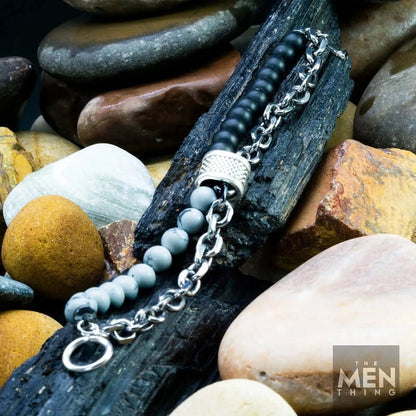 BEADFUSION WHITE - Natural Beads Bracelet for Men - Become Money Magnet - Natural Volcanic Stone Colorful 7 Chakra Energy Stretch Bracelet (8inch) - THE MEN THING