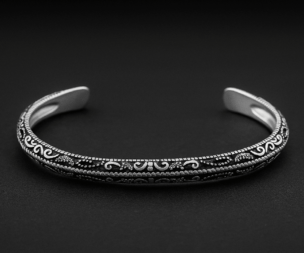 BERSERKER EDGE - Pure Stainless Steel Open Bangle Bracelet (Adjustable) for Men & Boys - THE MEN THING
