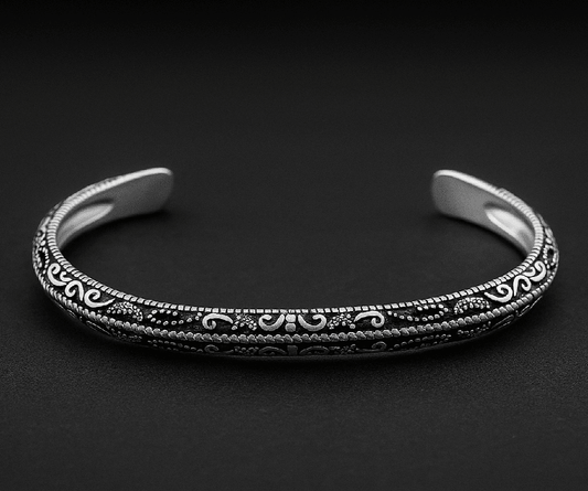 BERSERKER EDGE - Pure Stainless Steel Open Bangle Bracelet (Adjustable) for Men & Boys - THE MEN THING