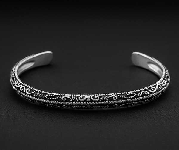 BERSERKER EDGE - Pure Stainless Steel Open Bangle Bracelet (Adjustable) for Men & Boys