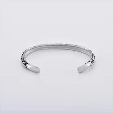 BERSERKER EDGE - Pure Stainless Steel Open Bangle Bracelet (Adjustable) for Men & Boys