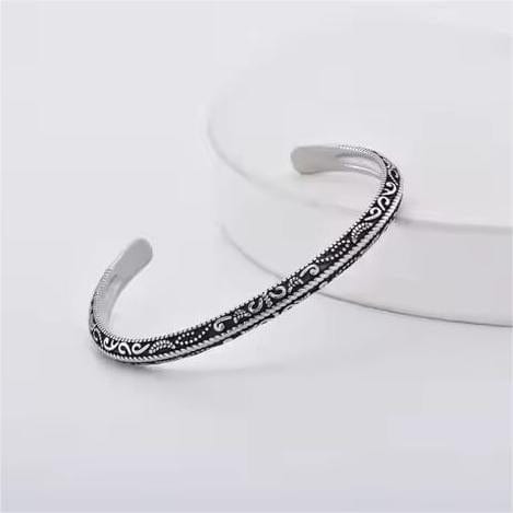 BERSERKER EDGE - Pure Stainless Steel Open Bangle Bracelet (Adjustable) for Men & Boys - THE MEN THING