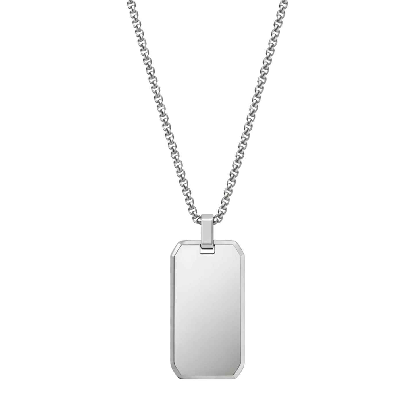 BEVELED DOG TAG - 20mm Pure Titanium Steel Pendant with 23inch Round Box 4mm Chain for Men & Boys — SS Pendant/ Necklace for Men | THE MEN THING