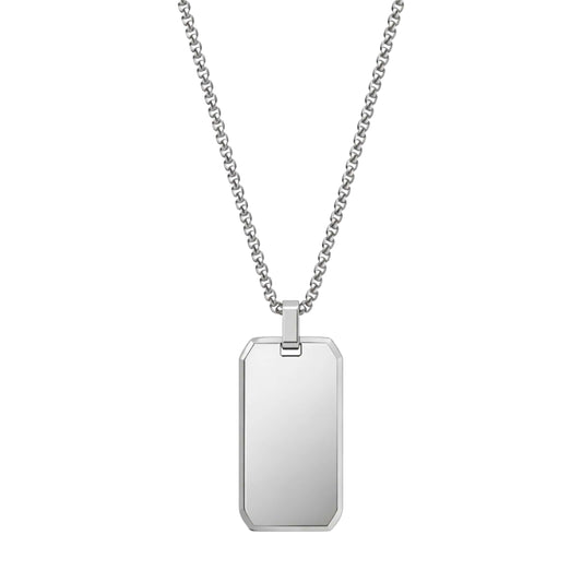 BEVELED DOG TAG - 20mm Pure Titanium Steel Pendant with 23inch Round Box 4mm Chain for Men & Boys - THE MEN THING